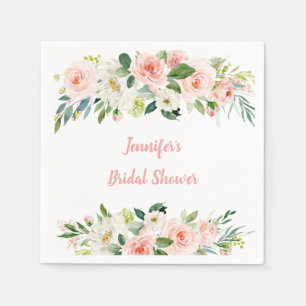 Blush Pink Floral Vrijgezellenfeest Servet