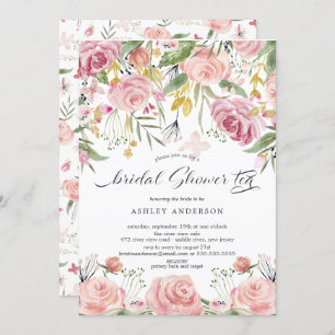 Blush Pink Floral Vrijgezellenfeest Tea Kaart