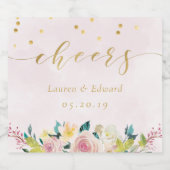 Blush Pink Floral Vrijgezellenfeest Weddenwijn Sparkling Wijnetiket (Enkel label)