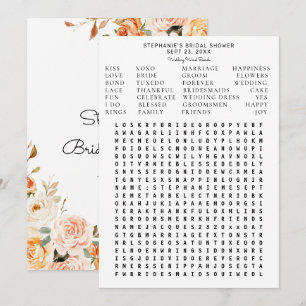 Blush Pink Floral Vrijgezellenfeest Word Search Kaart