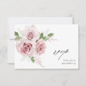 Blush Pink Floral w Meal RSVP-kaart RSVP Kaartje (Voorkant)