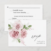 Blush Pink Floral w Meal RSVP-kaart RSVP Kaartje (Voorkant / Achterkant)