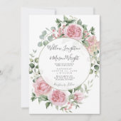 Blush Pink Floral Watercolor Wedding Kaart (Voorkant)