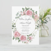 Blush Pink Floral Watercolor Wedding Kaart (Staand voorkant)