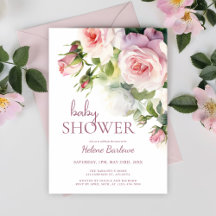 Blush Pink Floral Waterverf Baby shower