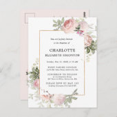 Blush Pink Floral Waterverf Baptisme Briefkaart (Voorkant / Achterkant)