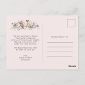 Blush Pink Floral Waterverf Baptisme Briefkaart (Achterkant)