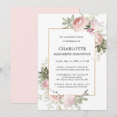 Blush Pink Floral Waterverf Baptisme Kaart (Voorkant / Achterkant)