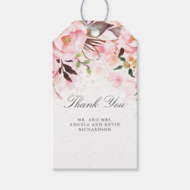 Blush Pink Floral Waterverf Cadeaulabel