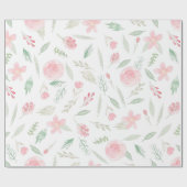 Blush Pink Floral Waterverf Cadeaupapier (Vlak)