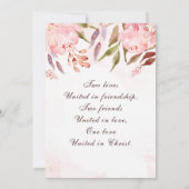 Blush Pink Floral Waterverf Christelijke bruiloft  Kaart (Achterkant)
