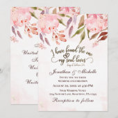 Blush Pink Floral Waterverf Christelijke bruiloft  Kaart (Voorkant / Achterkant)