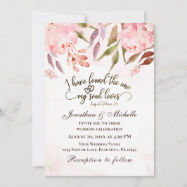 Blush Pink Floral Waterverf Christelijke bruiloft Kaart