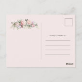 Blush Pink Floral Waterverf Christening Briefkaart (Achterkant)