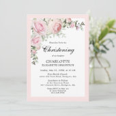 Blush Pink Floral Waterverf Christening Kaart (Staand voorkant)