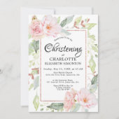 Blush Pink Floral Waterverf Christening Kaart (Voorkant)