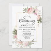 Blush Pink Floral Waterverf Christening Kaart (Voorkant)