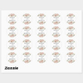 Blush Pink Floral Waterverf Couple Names Weddensch Ronde Sticker (Vel)