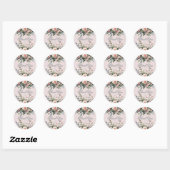 Blush Pink Floral Waterverf Dank u Ronde Sticker (Vel)