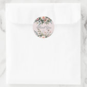 Blush Pink Floral Waterverf Dank u Ronde Sticker (Tas)
