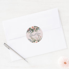 Blush Pink Floral Waterverf Dank u Ronde Sticker