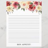 Blush Pink Floral Waterverf Douche Recept Pagina (Achterkant)