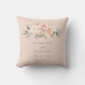 Blush Pink Floral Waterverf Elegant Wedding Kussen (Voorkant)