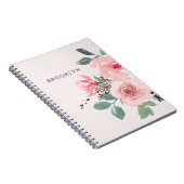 Blush Pink Floral Waterverf  Notitieboek (Rechterzijde)