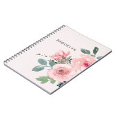 Blush Pink Floral Waterverf  Notitieboek (Linkerzijde)