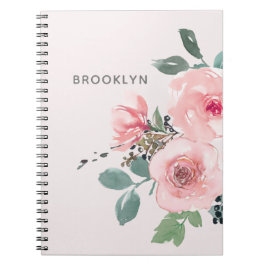 Blush Pink Floral Waterverf Notitieboek