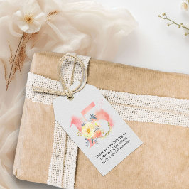 Blush Pink Floral Waterverf nummer 15 Dank u Cadeaulabel