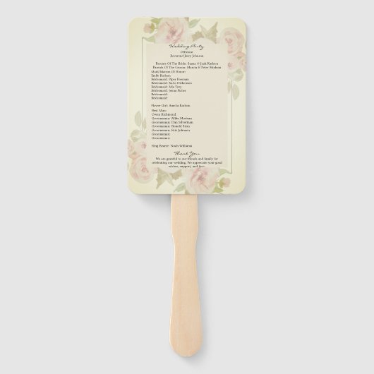 Blush Pink Floral Waterverf  programma Handwaaier (Achterkant)