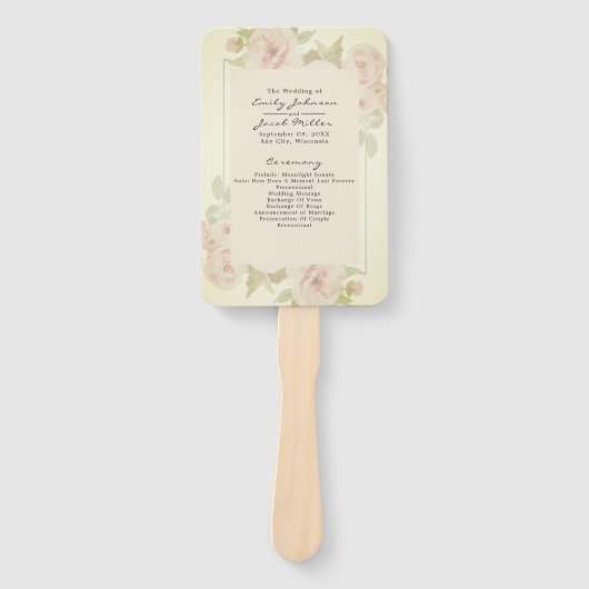 Blush Pink Floral Waterverf  programma Handwaaier (Voorkant)