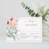 Blush Pink Floral Waterverf RSVP (Staand voorkant)