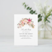 Blush Pink Floral Waterverf Save the Date Aankondigingskaart (Staand voorkant)