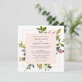 Blush Pink Floral Waterverf Square Weddenschap Kaart (Staand voorkant)