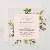 Blush Pink Floral Waterverf Square Weddenschap Kaart (Voorkant / Achterkant)