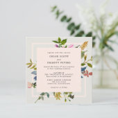 Blush Pink Floral Waterverf Square Weddenschap Kaart (Staand voorkant)