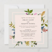 Blush Pink Floral Waterverf Square Weddenschap Kaart (Voorkant)