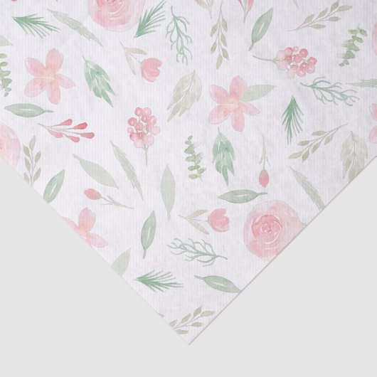 Blush Pink Floral Waterverf Tissuepapier (Detail)