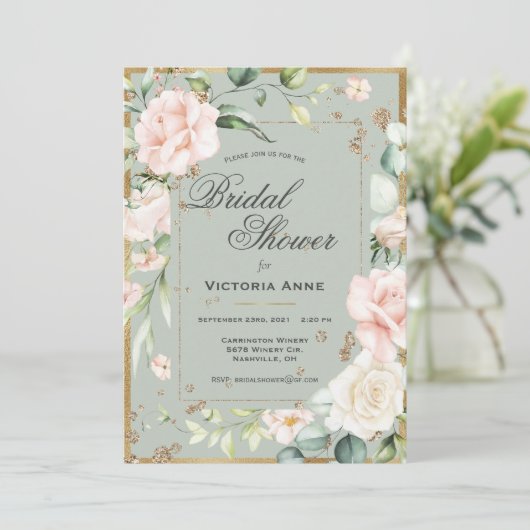 Blush Pink Floral Waterverf  Vrijgezellenfeest Kaart (Staand voorkant)