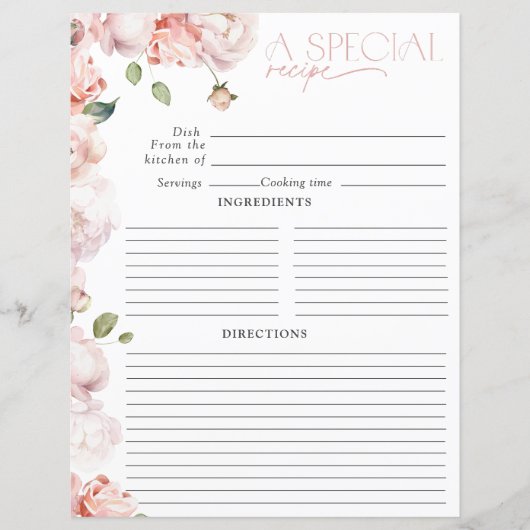 Blush Pink Floral Waterverf Vrijgezellenfeest Reci (Voorkant)