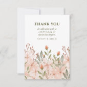Blush Pink Floral Waterverf Wedding Bedankkaart (Voorkant)