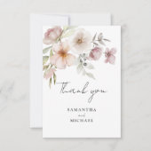 Blush Pink Floral Waterverf Wedding Bedankkaart (Voorkant)