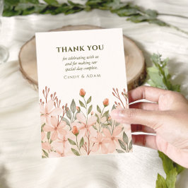 Blush Pink Floral Waterverf Wedding Bedankkaart
