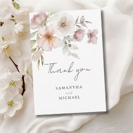Blush Pink Floral Waterverf Wedding Bedankkaart