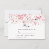 Blush Pink Floral Waterverf Wedding Event RSVP Kaartje (Voorkant)