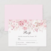 Blush Pink Floral Waterverf Wedding Event RSVP Kaartje (Voorkant / Achterkant)