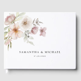 Blush Pink Floral Waterverf Wedding Gastenboek