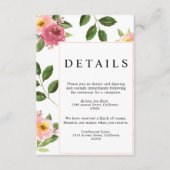 Blush Pink Floral Waterverf Wedding Informatiekaartje (Voorkant)
